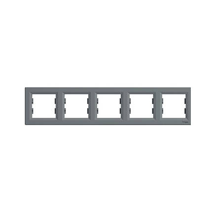 Рамка Schneider Electric Asfora сталь п'ятимісна горизонтальна EPH5800562, фото 1