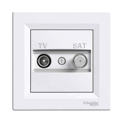 Розетка телевізійна Schneider Electric Asfora біла ТV+SAT кінцева внутрішня EPH3400421, фото 1
