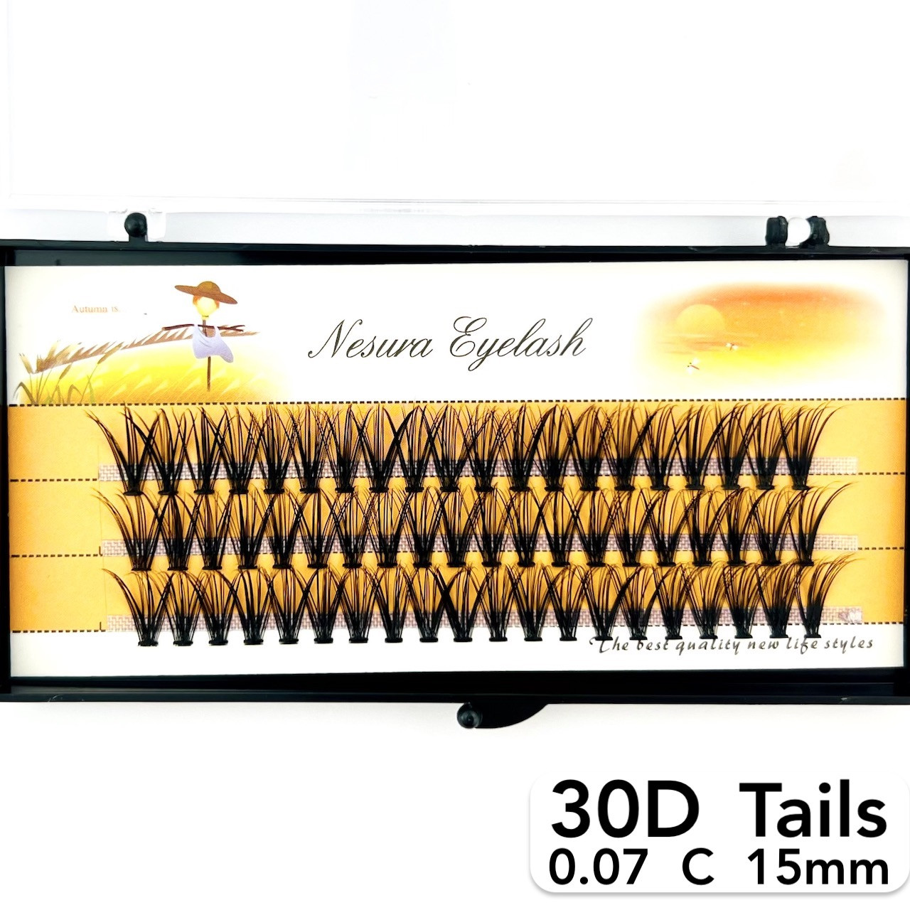 Пучкові вії Nesura Eyelash Tails 30D, 0,07, C, 15 мм, 60 пучків Несура