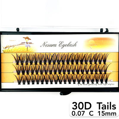 Пучкові вії Nesura Eyelash Tails 30D, 0,07, C, 15 мм, 60 пучків Несура