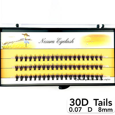 Пучкові вії Nesura Eyelash Tails 30D, 0,07, D, 8 мм, 60 пучків Несура