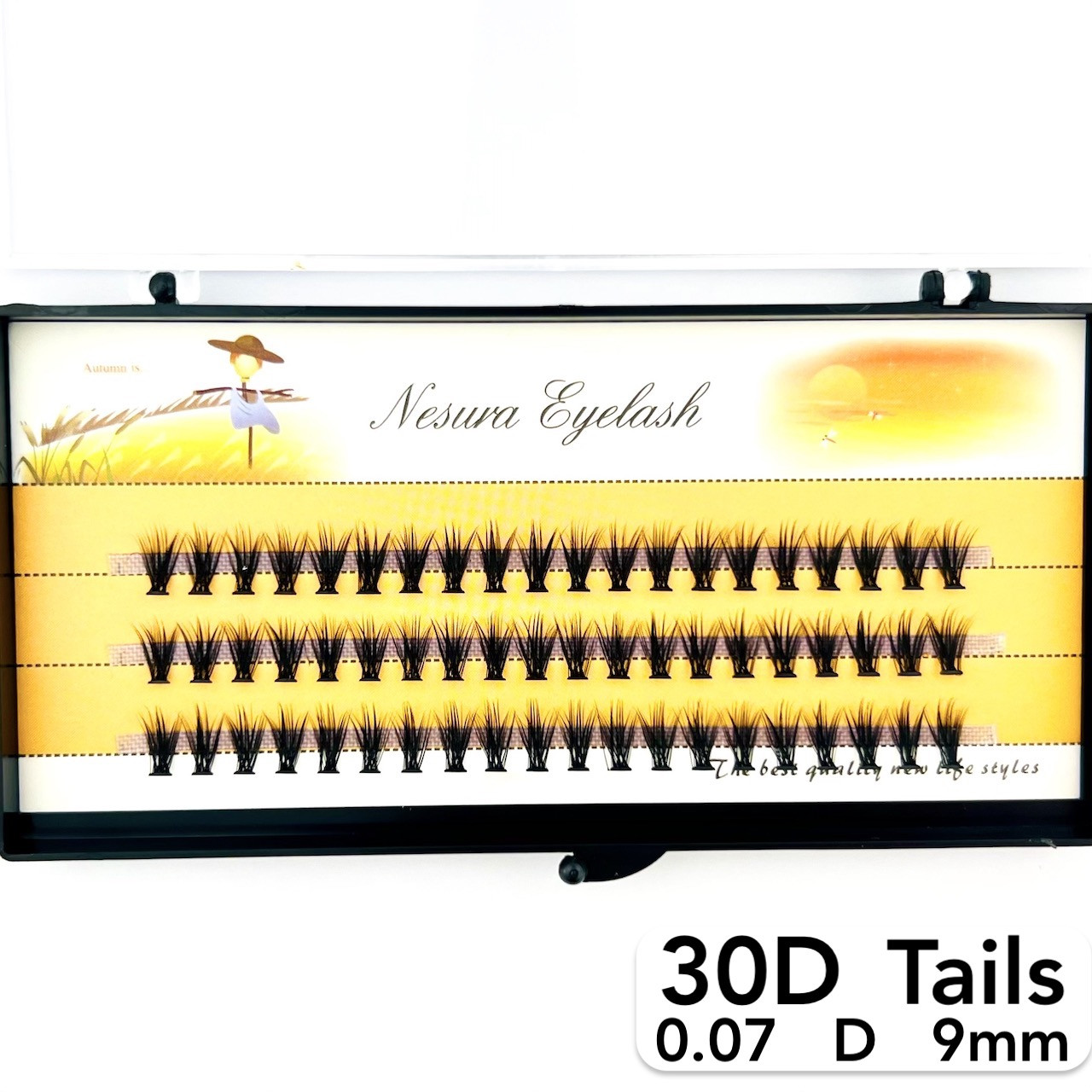 Пучкові вії Nesura Eyelash Tails 30D, 0,07, D, 9 мм, 60 пучків Несура