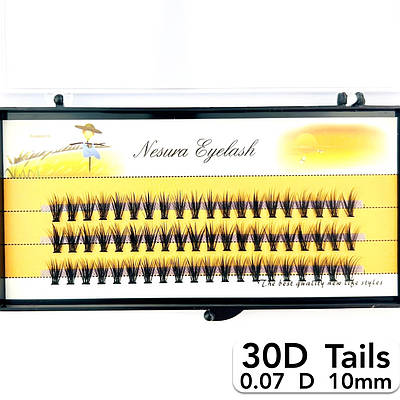 Пучкові вії Nesura Eyelash Tails 30D, 0,07, D, 10 мм, 60 пучків Несура