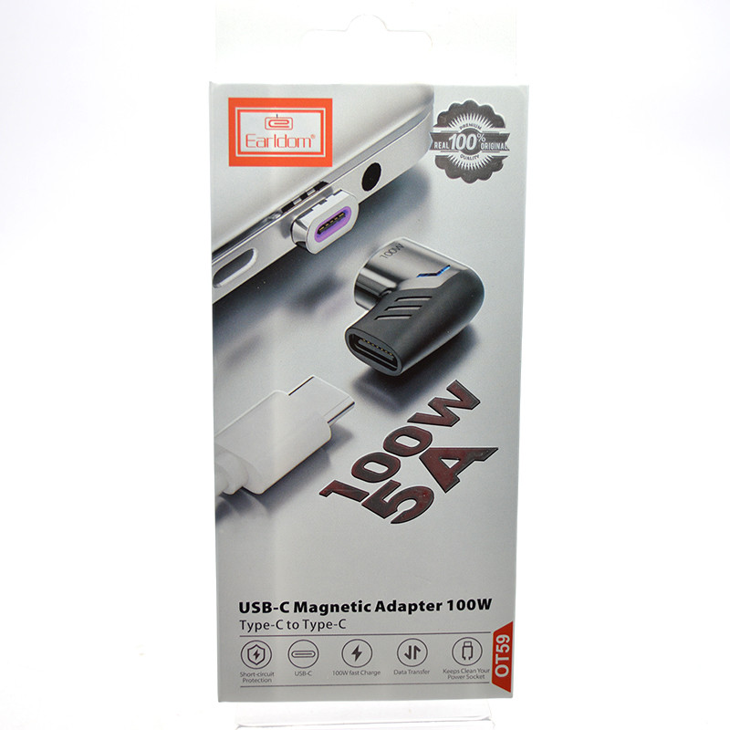 Перехідник Earldom ET-OT59 Magnetic OTG USB to Type-c Black, фото 1