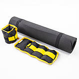 Набір для фітнесу - Килимок для фітнесу та спорту (каремат) + обтяжувачі 2шт по 0.75 кг OSPORT Set 35 (n-0066) Чорно-жовтий, фото 3
