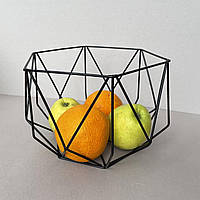 Декоративная металлическая ваза для фруктов 19*19*15см Черный