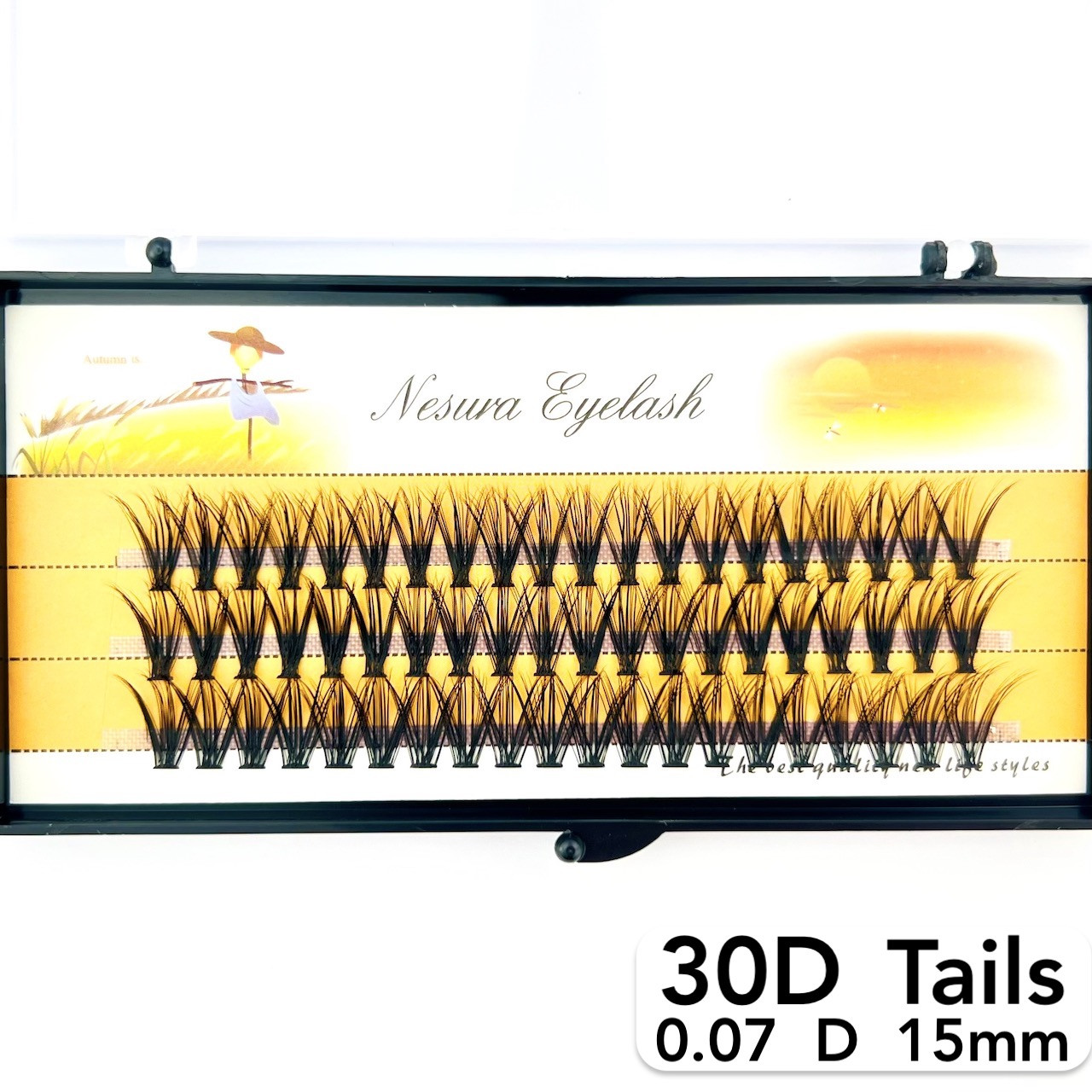 Пучкові вії Nesura Eyelash Tails 30D, 0,07, D, 15 мм, 60 пучків Несура