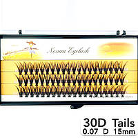 Пучкові вії Nesura Eyelash Tails 30D, 0,07, D, 15 мм, 60 пучків Несура