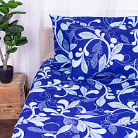 Полуторный комплект постельного белья "Гармония" синий с завитками
