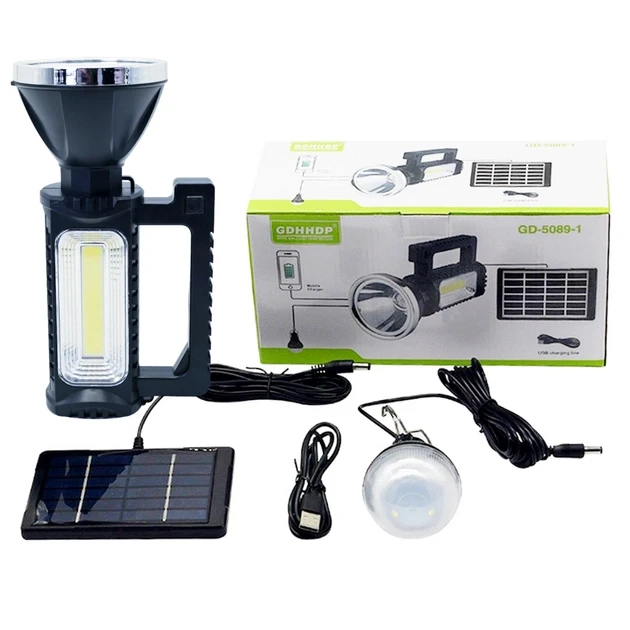 Ліхтар-прожектор 3в1 (2400мАч) з сонячною панеллю та PowerBank + Лампа GD-5089-1 Лучшая цена, фото 1