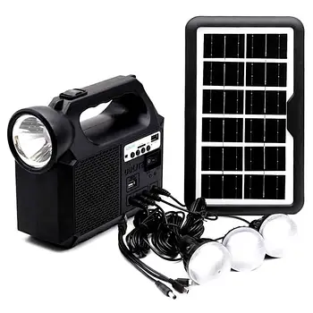 Багатофункціональний LED ліхтар GDLite GD-8017M із сонячною панеллю ФМ радіо функцією повербанк 3 лампочки Лучшая цена