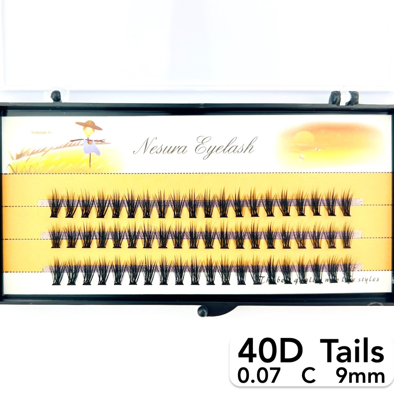 Пучкові вії Nesura Eyelash Tails 40D, 0,07, C, 9 мм, 60 пучків Несура