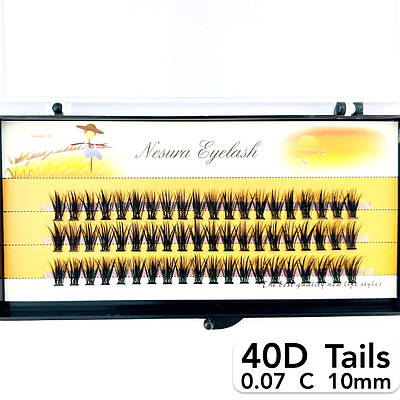 Пучкові вії Nesura Eyelash Tails 40D, 0,07, C, 10 мм, 60 пучків Несура