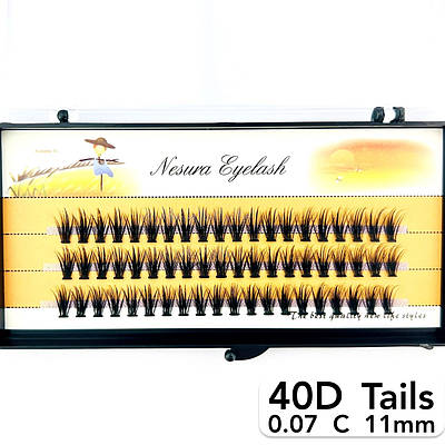 Пучкові вії Nesura Eyelash Tails 40D, 0,07, C, 11 мм, 60 пучків Несура