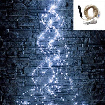 Новорічна гірлянда Кінський хвіст або промені роси на батарейках, 3 м, 300 Led, холодний білий