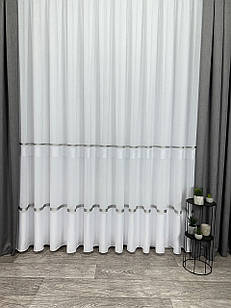 Тюль на лляній основі зі смужками. Колір: сірий