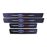 Захисна плівка для порог із логотипом Ford (комплект 4 шт.) Карбон