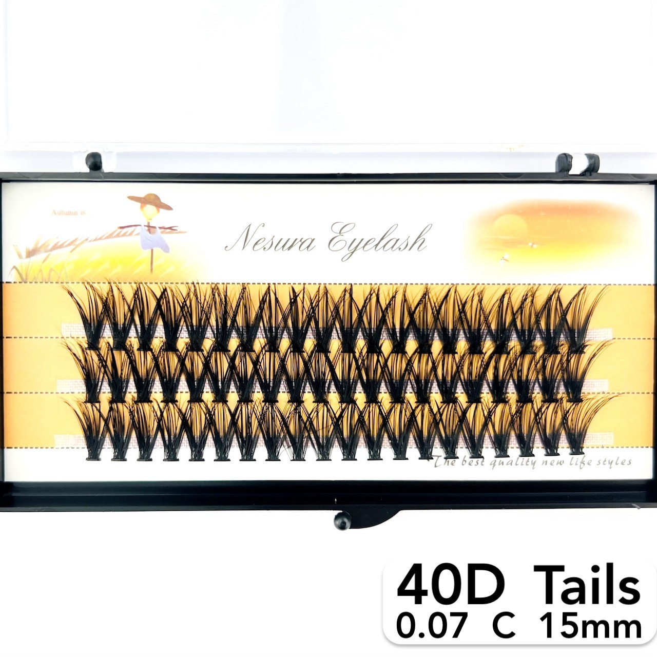 Пучкові вії Nesura Eyelash Tails 40D, 0,07, C, 15 мм, 60 пучків Несура