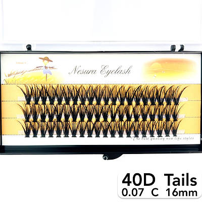 Пучкові вії Nesura Eyelash Tails 40D, 0,07, C, 16 мм, 60 пучків Несура