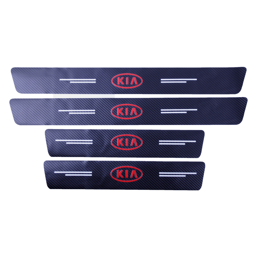 Захисна плівка для порог із логотипом Kia (комплект 4 шт.) Карбон, фото 1
