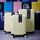 Валіза дорожня 3 в 1 трійка 77 * 50 см на колесах полікарбонат у різних кольорах Cans Пудра, фото 8