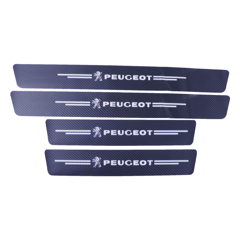 Захисна плівка для порога з логотипом Peugeot (комплект 4 шт.) Карбон