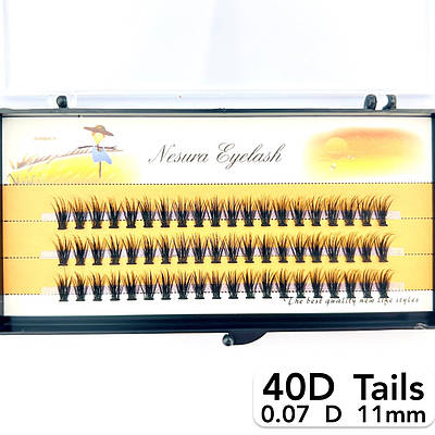 Пучкові вії Nesura Eyelash Tails 40D, 0,07, D, 11 мм, 60 пучків Несура