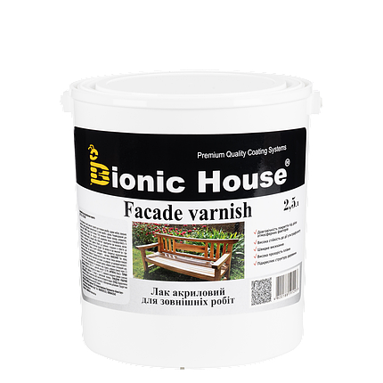 Лак для зовнішніх робіт Bionic House Facade Varnish усі кольори напівматовий 0.8л, фото 1