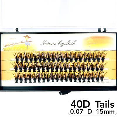 Пучкові вії Nesura Eyelash Tails 40D, 0,07, D, 15 мм, 60 пучків Несура