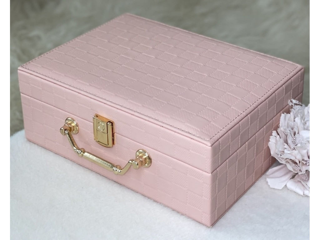 🧡Скринька зі шкірозамінника для прикрас на замочку, текстура Шахи, 4 види, фото 1