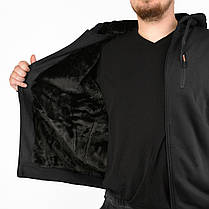 Куртка чоловіча з капюшоном на чорному хутрі Толстовка на блискавці M-3XL, фото 2