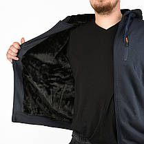 Куртка чоловіча з капюшоном на чорному хутрі Толстовка на блискавці M-3XL, фото 4