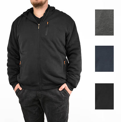 Куртка чоловіча з капюшоном на чорному хутрі Толстовка на блискавці M-3XL, фото 1