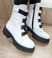 Белые зимние ботинки женские ZLS-178/Б