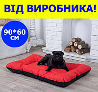Лежанка для собак 90*60 см красная, мягкое место лежак для собак непромокаемая антикоготь прямоугольный