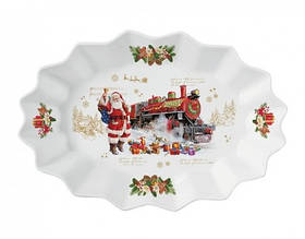 Порцелянове овальне блюдо "Різдвяні спогади" для сервірування від італійського бренду Easy Life