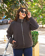 Кашемировая женская короткая куртка-бомбер больших размеров (р.50-56). Арт-2549/17
