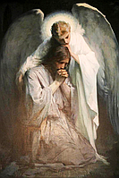 Алмазная мозаика (вышивка) Иисус и Ангел, 40х60 см, полная выкладка, квадратные камни, на подрамнике