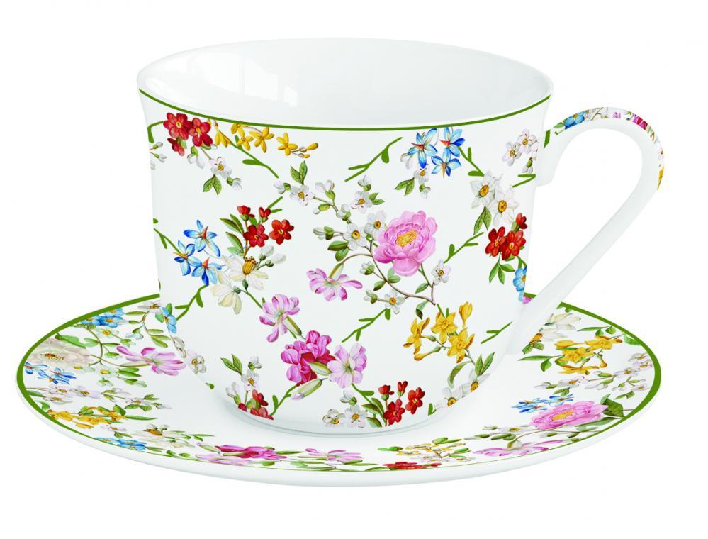 Чашка порцелянова з блюдцем у подарунковій коробці Easy Life R2S Garden Dreams 370 мл R1182GARD, фото 1