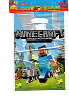 Подарочные пакеты Майнкрафт Minecraft 16х25см 10шт | Голубой
