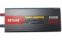 Інвертор для автомобільних акумуляторів 12 V 220 V 6000 W Перетворювач напруги чистий синус LCD