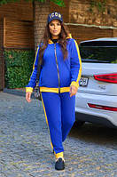 Жіночий стильний теплий трикотажний батальний спортивний костюм на флісі з лампасами (р.48-58). Арт-3005/41