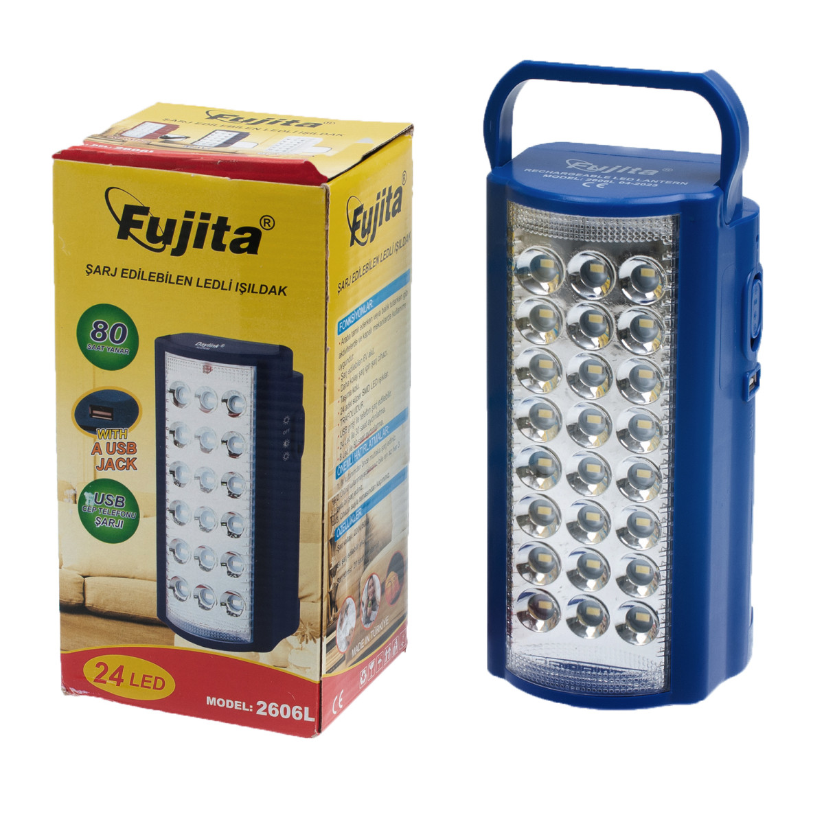 Ліхтар переносний світлодіодний 24 LED Fujita 2606L NEW! з повербанком 4000 mAh Синій