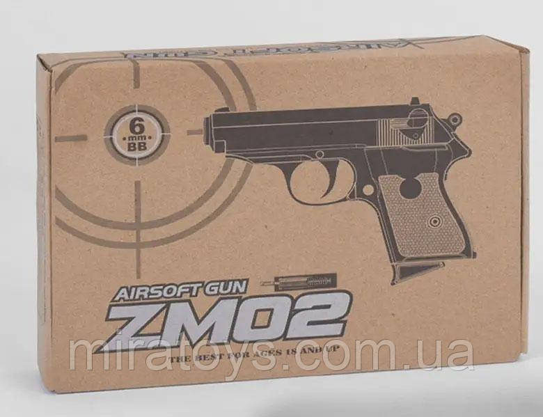 ✅ Дитячий пістолет металевий спринговий ZM 02 Walther PPK Вальтер