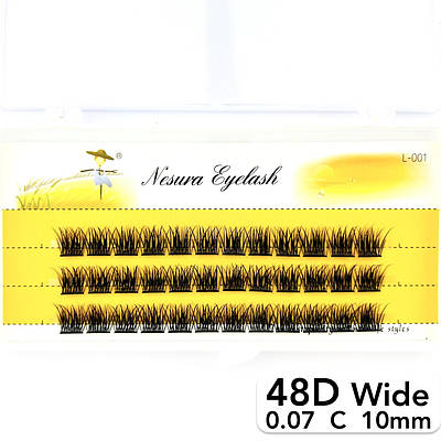 Пучкові вії Nesura Eyelash Wide 48D, 0,07, C, 10 мм, 36 пучків Несура