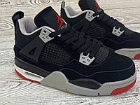 Зимние кроссовки Nike Air Jordan 4Retro Black чёрные на меху Найк Аир Джордан 4 ретро Новая коллекция2023-2024