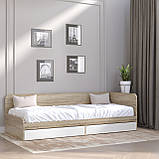 Односпальне ліжко з ящиками Еверест Соната-800 80х190 см дуб сонома + білий (DTM-2109), фото 2