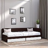 Односпальне ліжко з ящиками Еверест Соната-800 80х190 см венге темний + білий (DTM-2108), фото 2
