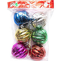 Набір ялинкових іграшок 6 шт різного кольору у формі Кульки 12-85/А24-1 в упаковці 6 шт