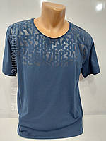 Модная трендовая футболка 94 хлопок Турция Soccer синяя короткий рукав размер хл 2хл